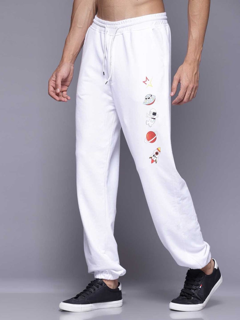 FLYNOFF White Printed Loose Fit Men's Jogger Pant - Image 2